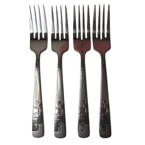 4‎ Salad Forks Oneida Quadratic Stainless Flatware 7 1/4 Geometric Modern 90-194